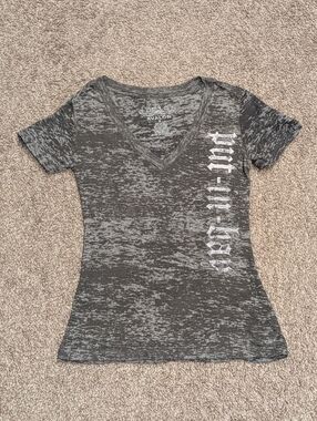 Cyber Y2K Vintage Put-In-Bay Lake Erie V-Neck Burnout Short Sleeve Fitted Tee